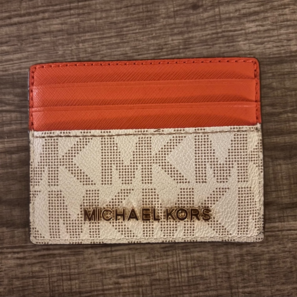 Michael Kors Orange MK Card Holder Wallet